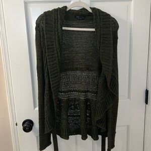 BCBGeneration Medium Dark Olive Knitted Sweater with Tie Closure